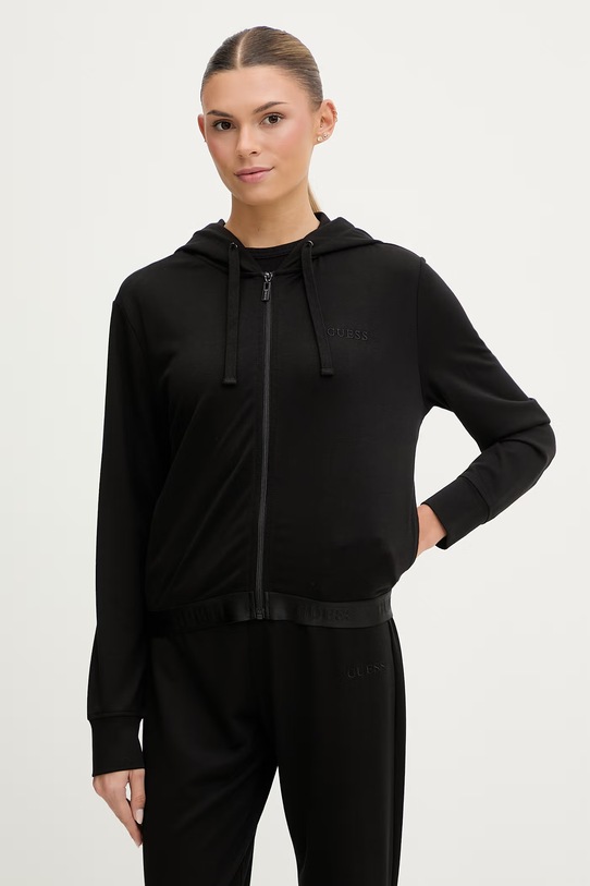 Guess pulover s kapuco ženski JUNIE črna O6GQ01.KCQP2
