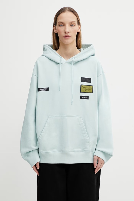 Βαμβακερή μπλούζα MM6 Maison Margiela απλικέ τιρκουάζ S52GU0255.M25025.544