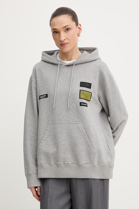 MM6 Maison Margiela bluza bawełniana z kapturem szary S52GU0255.M25025.853M