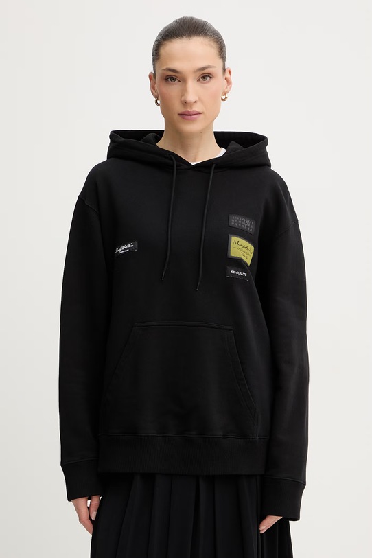 MM6 Maison Margiela bluza bawełniana z kapturem czarny S52GU0255.M25025.900