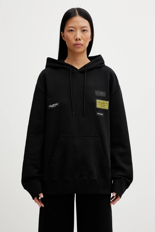 MM6 Maison Margiela bluza bawełniana z kapturem czarny S52GU0255.M25025.900