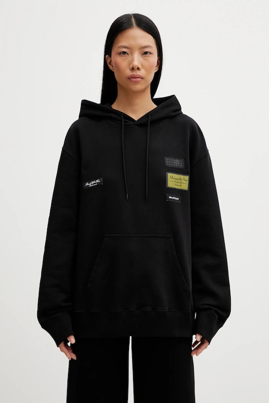 MM6 Maison Margiela bluza bawełniana z kapturem czarny S52GU0255.M25025.900
