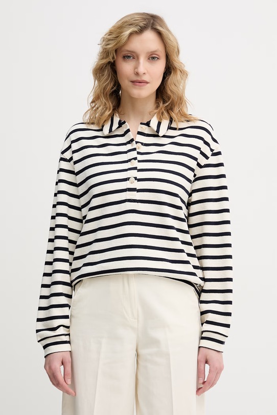 United Colors of Benetton longsleeve damski bawełniany beżowy 3PNUD3018