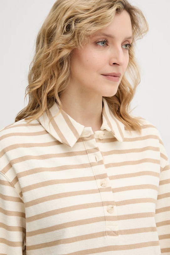 United Colors of Benetton longsleeve damski bawełniany beżowy 3PNUD3018