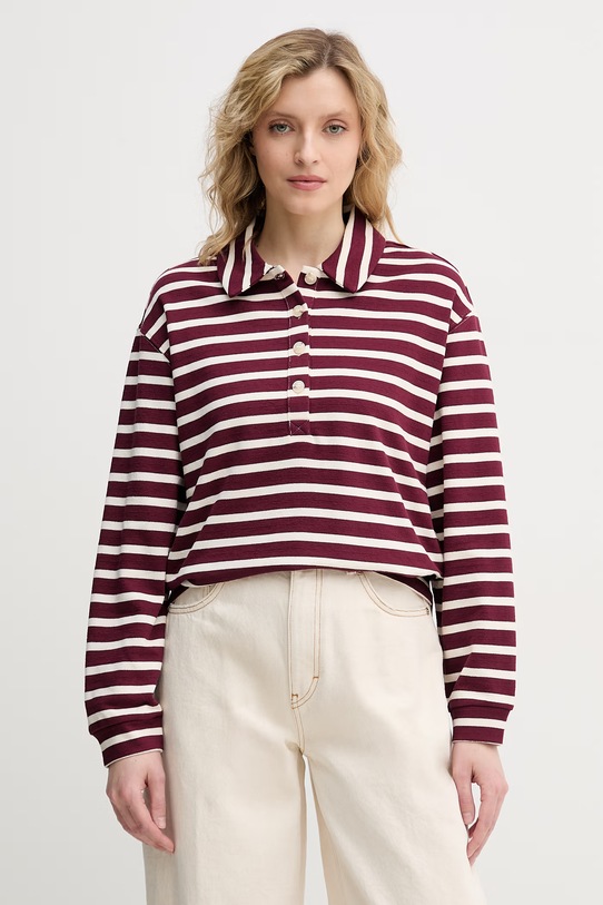 United Colors of Benetton longsleeve damski bawełniany bordowy 3PNUD3018