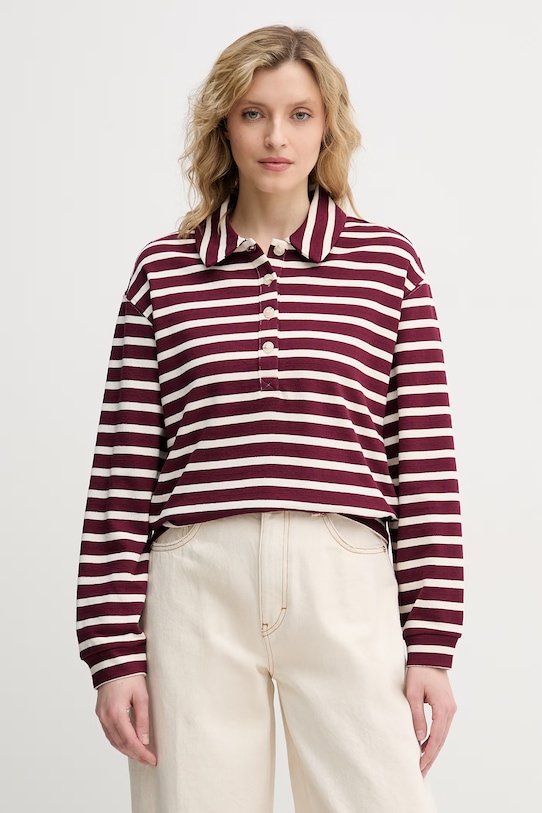 United Colors of Benetton longsleeve damski bawełniany bordowy 3PNUD3018