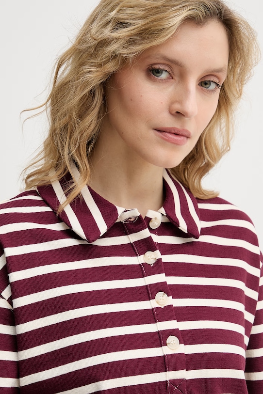 United Colors of Benetton longsleeve damski bawełniany bordowy 3PNUD3018