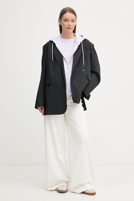 Calvin Klein Jeans mikina na zips s kapucňou dámska bavlnená LV047F205G fialová SS26