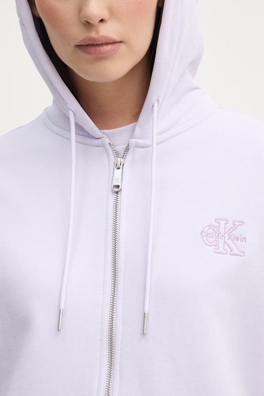 Calvin Klein Jeans jopica s kapuco ženska bombažna LV047F205G vijolična