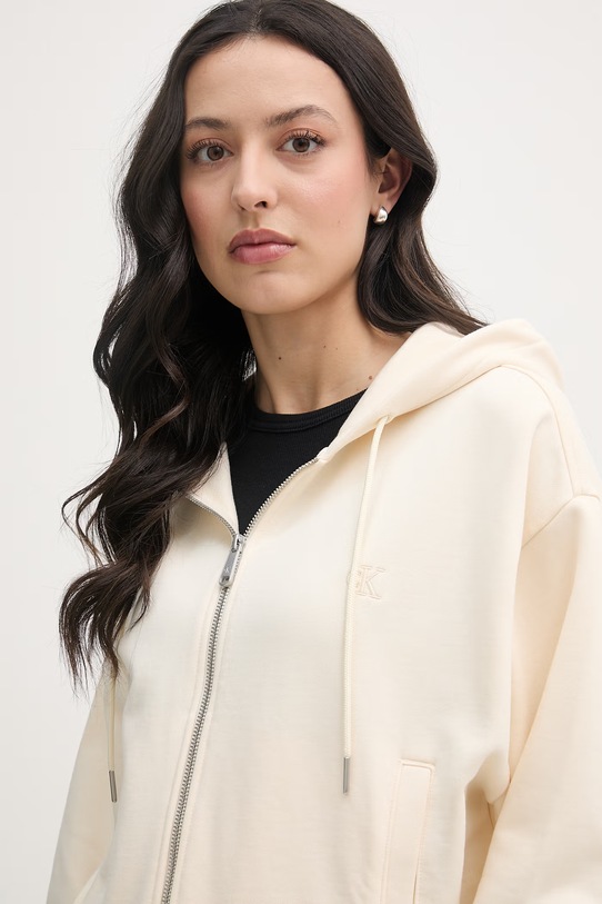 Calvin Klein Jeans mikina dámska bavlnená béžová LV047F208G