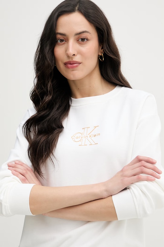 Calvin Klein Jeans mikina dámska bavlnená béžová LV047F838G