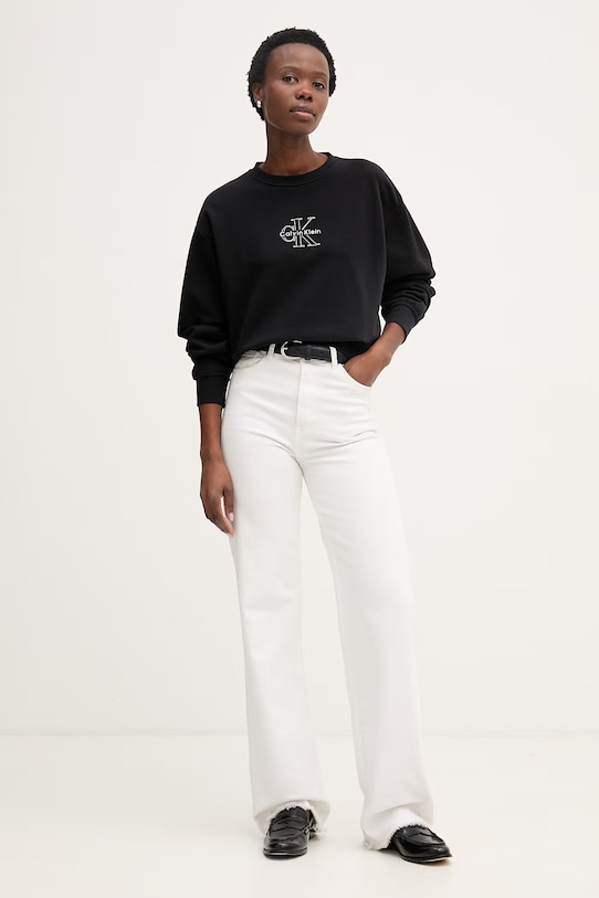 Calvin Klein Jeans суичър дамски от памук LV047F838G черен SS26