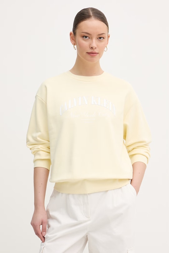 Calvin Klein Jeans bluza damska bawełniana żółty LV047F818G