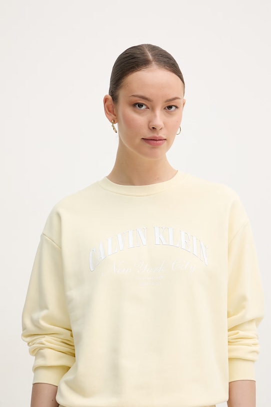 Calvin Klein Jeans bluza damska bawełniana żółty LV047F818G