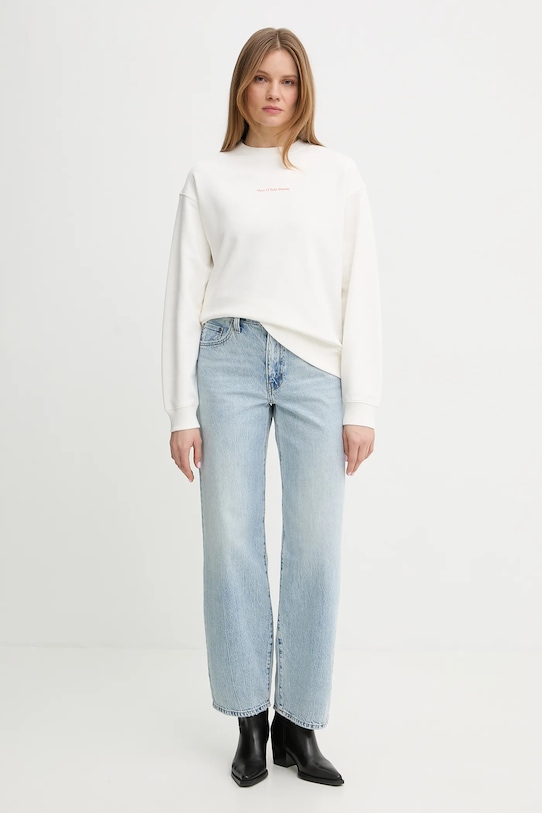 Bavlněná mikina Marc O'Polo 5000010957 béžová SS26