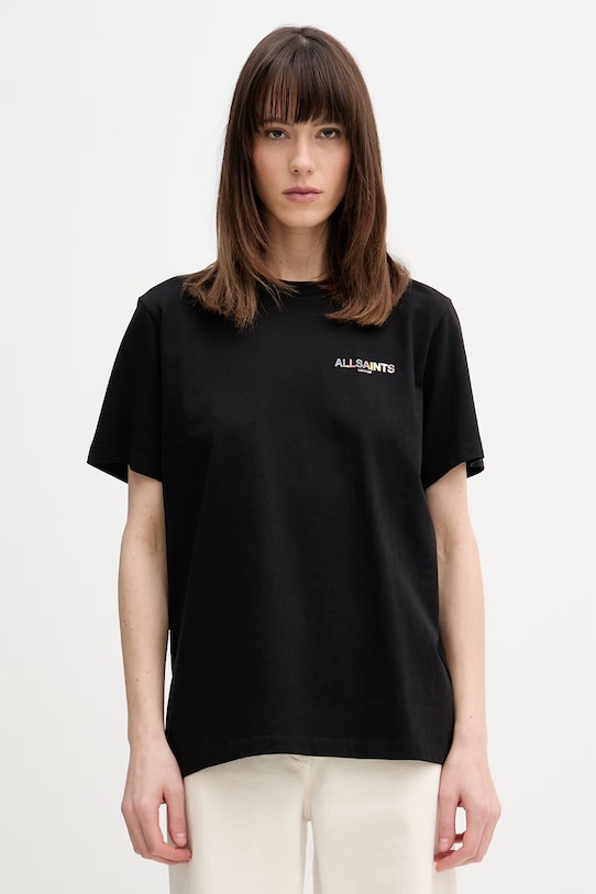 Ruházat AllSaints pamut póló BLAZE W032JE fekete