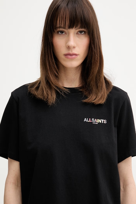 AllSaints pamut póló BLAZE fekete W032JE