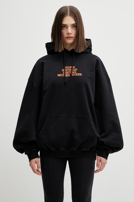 VETEMENTS bluza bawełniana MF nadruk czarny ME76HD220B