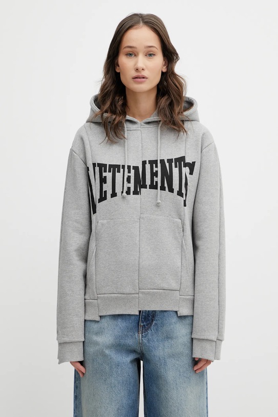 VETEMENTS bluza Cut-up Logo z kapturem szary WE76HD506G