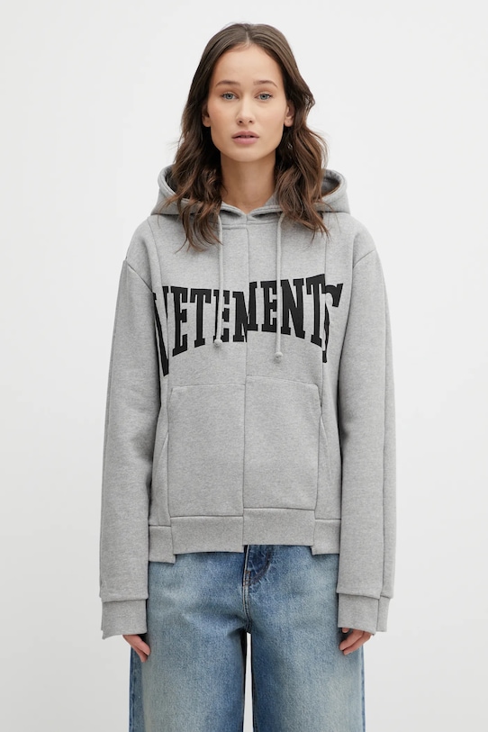 VETEMENTS bluza Cut-up Logo z kapturem szary WE76HD506G