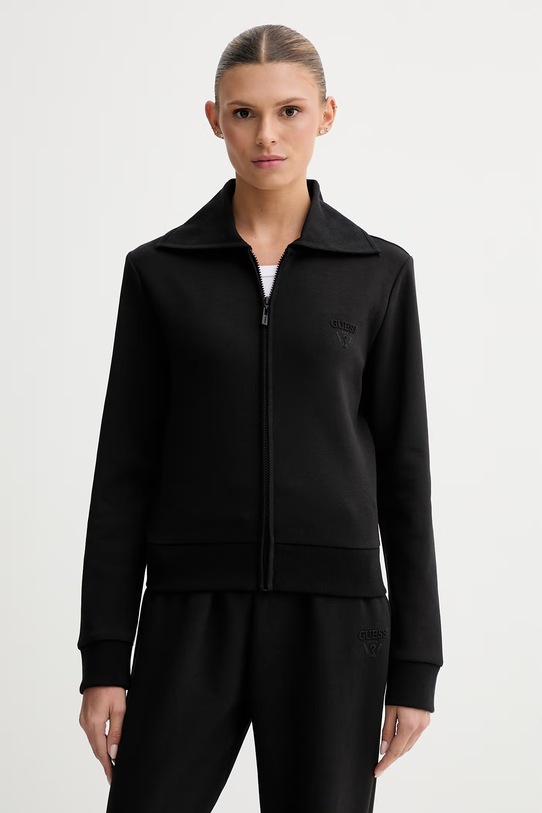 Guess Μπλούζα με κουμπιά Γυναικεία βαμβακεία HABI μαύρο V6GQ16.K3153