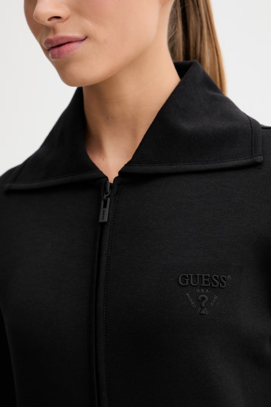 Guess Μπλούζα με κουμπιά Γυναικεία βαμβακεία HABI V6GQ16.K3153 μαύρο