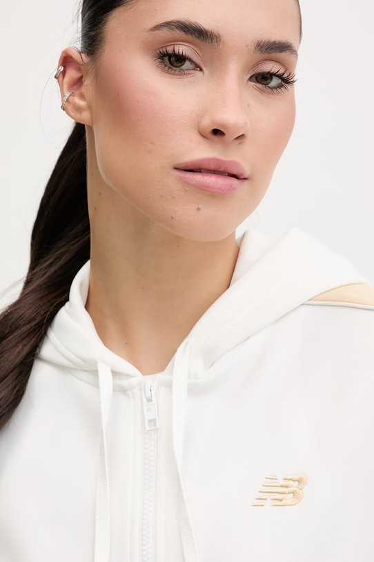 New Balance bluza rozpinana z kapturem damska Interlock Full Zip beżowy WJ61B759SST