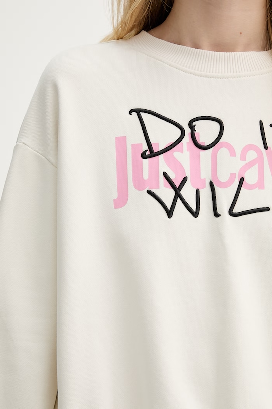 Just Cavalli bluza bawełniana 80PAIT09.CF500 beżowy