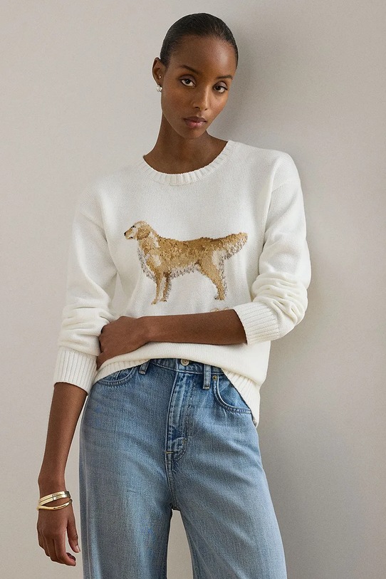 Lauren Ralph Lauren pulover ženski bombažen bela 200P10148