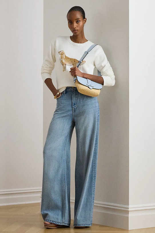 Oblačila Lauren Ralph Lauren pulover ženski bombažen 200P10148 bela