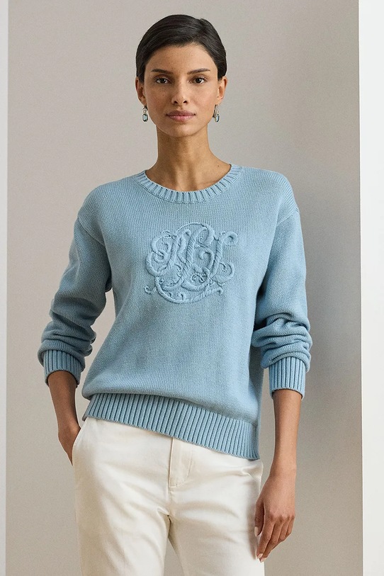 Lauren Ralph Lauren bluza damska bawełniana niebieski 200P08805