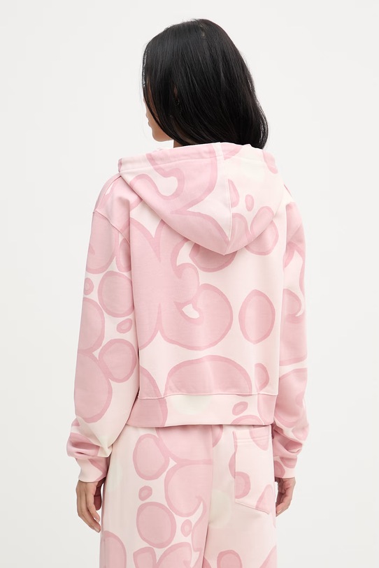 Ρούχα Marimekko Μπλούζα με κουκούλα γυναικεία βαμβακερή 095065 ροζ