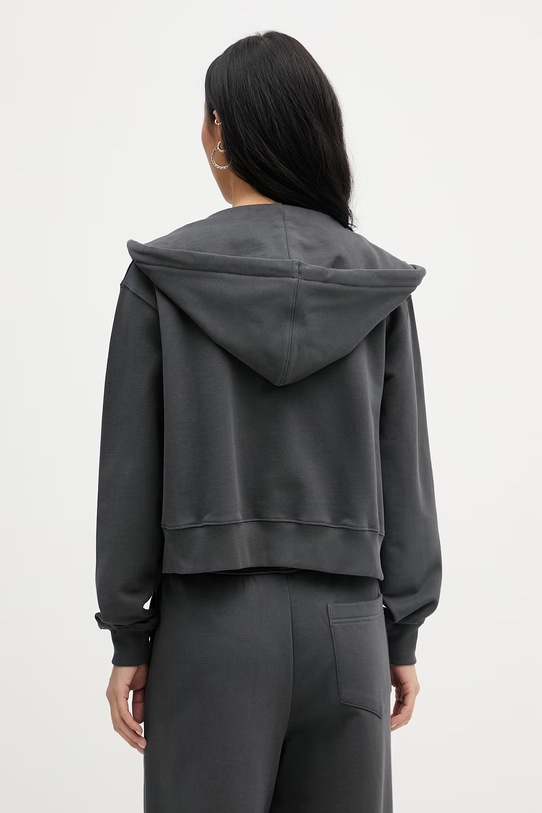 Ρούχα Marimekko μπλούζα με κουκούλα γυναικεία βαμβακερή 095060 γκρί