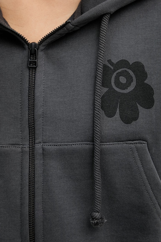 Marimekko μπλούζα με κουκούλα γυναικεία βαμβακερή 095060 γκρί