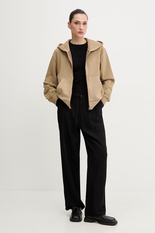 G-Star bluza bawełniana Washed hdd zip relaxed D28754.D969 beżowy SS26