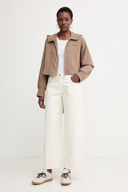 Max&Co. μπλούζα με κουκούλα γυναικεία από βαμβάκι με ελαστάν MCODONNOLA 2616921014200 καφέ SS26