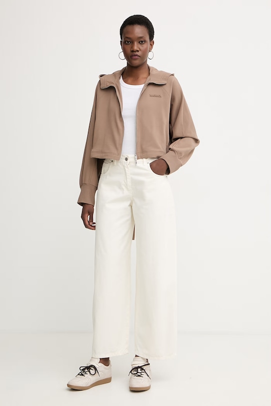 Max&Co. μπλούζα με κουκούλα γυναικεία από βαμβάκι με ελαστάν MCODONNOLA 2616921014200 καφέ SS26