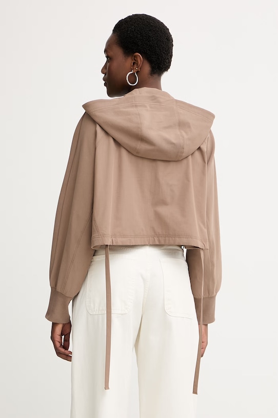 Ρούχα Max&Co. μπλούζα με κουκούλα γυναικεία από βαμβάκι με ελαστάν MCODONNOLA 2616921014200 καφέ