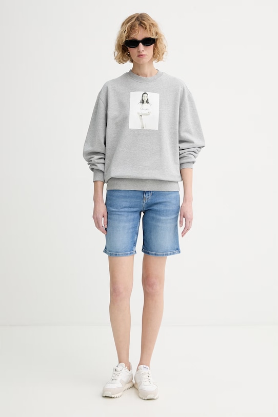 Calvin Klein bluza damska bawełniana LV040502WF szary SS26