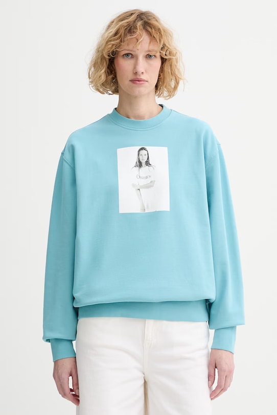 Calvin Klein суичър дамски от памук тюркоазен LV040502WF