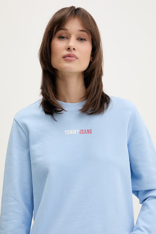 Tommy Jeans суичър дамски от памук син DW0DW22362