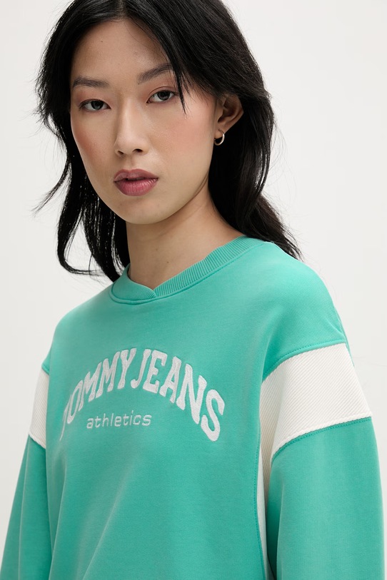 Tommy Jeans bluza damska bawełniana turkusowy DW0DW22365