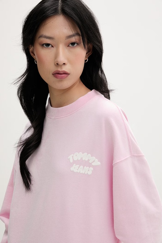 Tommy Jeans bluza damska bawełniana różowy DW0DW22366