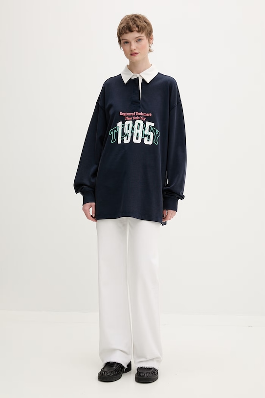 Tommy Jeans bluza damska bawełniana DW0DW22581 granatowy SS26