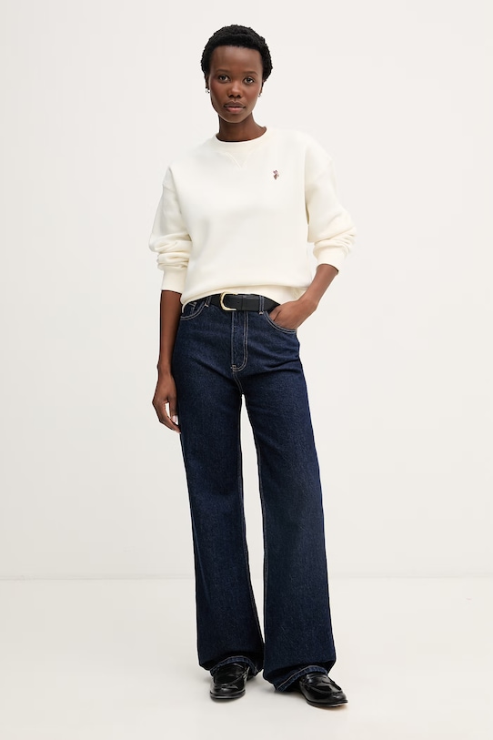 U.S. Polo Assn. μπλούζα γυναικεία με βαμβάκι DHM CREW NECK SWEAT WUP2280 μπεζ SS26