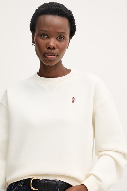 U.S. Polo Assn. μπλούζα γυναικεία με βαμβάκι DHM CREW NECK SWEAT μπεζ WUP2280