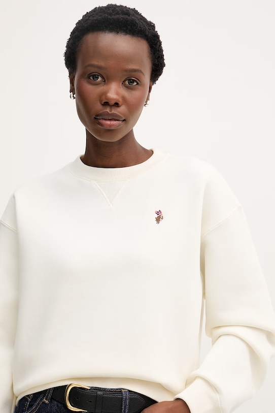 U.S. Polo Assn. bluza damska z bawełną DHM CREW NECK SWEAT beżowy WUP2280