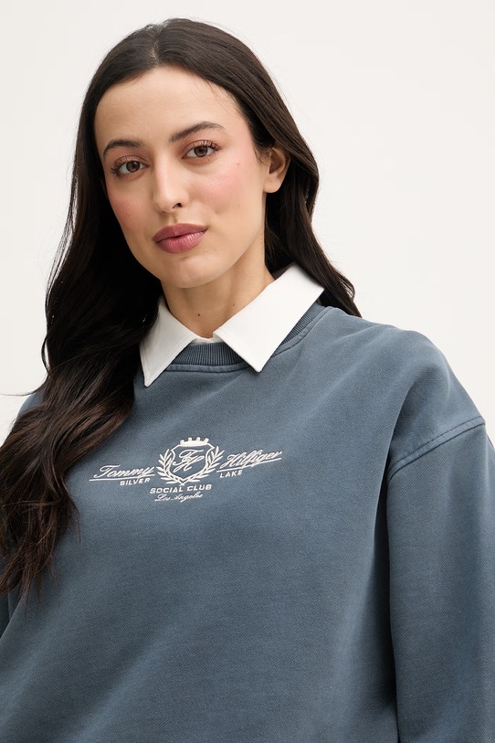 Tommy Hilfiger mikina dámska bavlnená tmavomodrá WW0WW48733