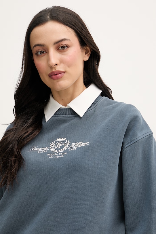 Tommy Hilfiger mikina dámska bavlnená tmavomodrá WW0WW48733