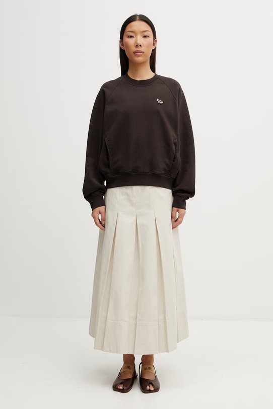 Maison Kitsuné Baby Fox bluza oversize bawełniana damska QW00303KM0342 brązowy